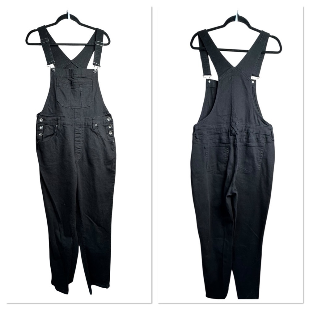Hot Topic Womens Denim Black Overalls Punk Slim Emo Goth Rock Size L